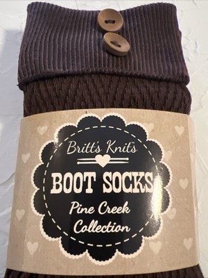 2 pairs of BRITT S KNITS BOOT SOCKS NWT PINE CREEK Collection-BROWN - PURPLE
