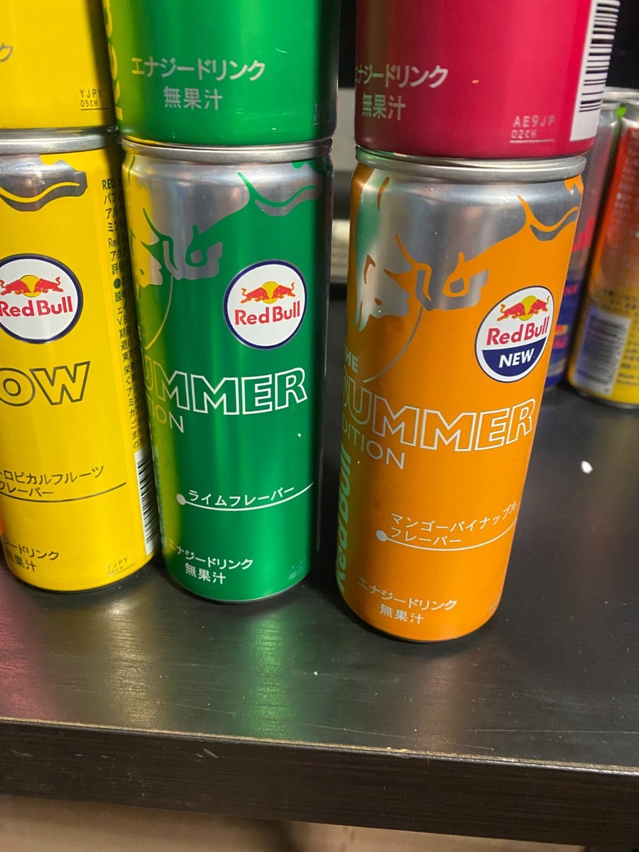 RED BULL JAPAN empty can x14! TOP-SEALED!! Yellow RED Summer WHITE