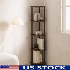 Corner Shelving Unit Stylish 5-Tier Display Rack Tool-Free Assembly Storage New