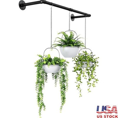 Durable Metal Hanging Planter Rod Macrame Indoor Plants Easy Install Space Saver