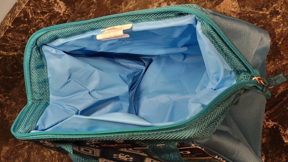 Igloo 9 Can Cooler Bag Lunch Tote Insulated Zip Closure Teal Pattern - Image 3 of 4