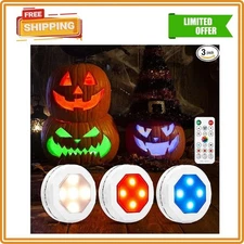 Halloween Lights - RGB Color Changing, Remote Controlled, 3 Pack RGB Light