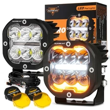 AUXBEAM 3'' LED Work Light Bar Cube Pods DRL Amber for Polaris Ranger XP 1000