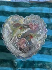 Fenton Glass Heart Trinket Box - Hand Painted Hummingbirds- Crystal Iridescent
