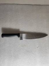 Vintage Stainless China Black Handle Chef's Knife • Synthetic Handle 8" Blade