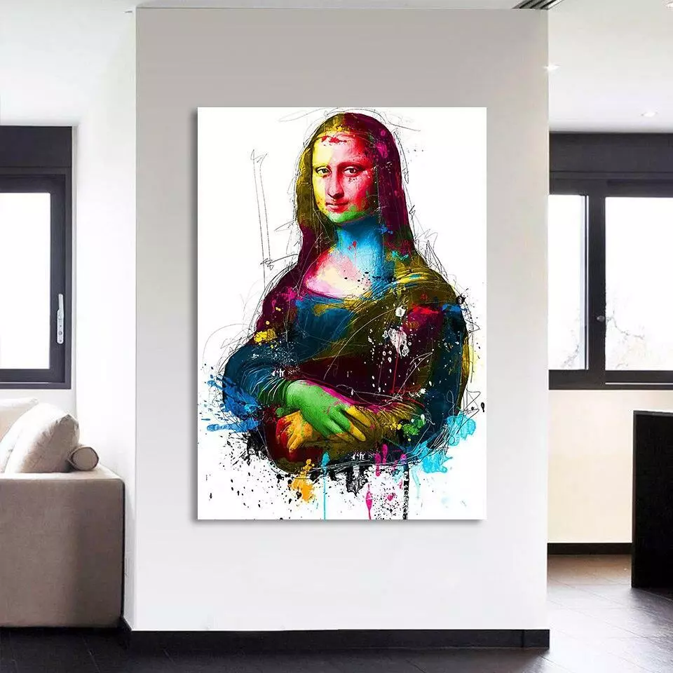 Colorful Mona Lisa Modern Abstract Framed 1 Panel Piece Canvas Wall Art  Painting | eBay