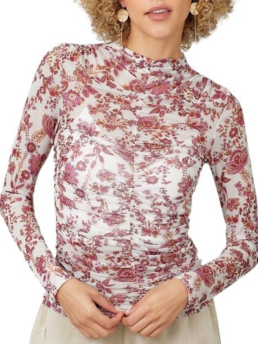 Ivory Mock Neck Ruching Top - Picture 4 of 6