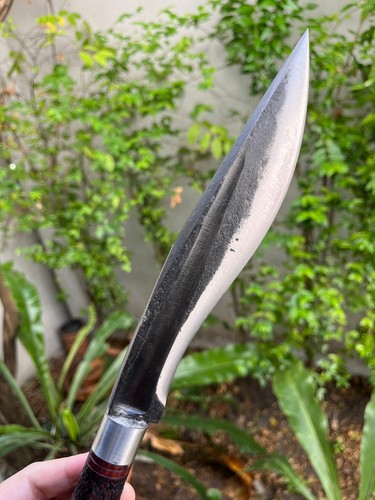 Handmade Kukri machete Thai E-Nep knife 8.3” forged blade,Rosewood carved handle - Picture 5 of 11