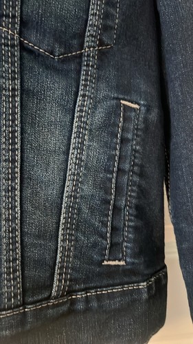 Levi’s Ex Dark Rinse Trucker Denim jacket, Sz M Medium Women Black Label - Picture 5 of 14