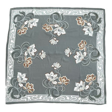 VERA STUDIO 29" Square Silk Scarf in Taupe Rust and Cream