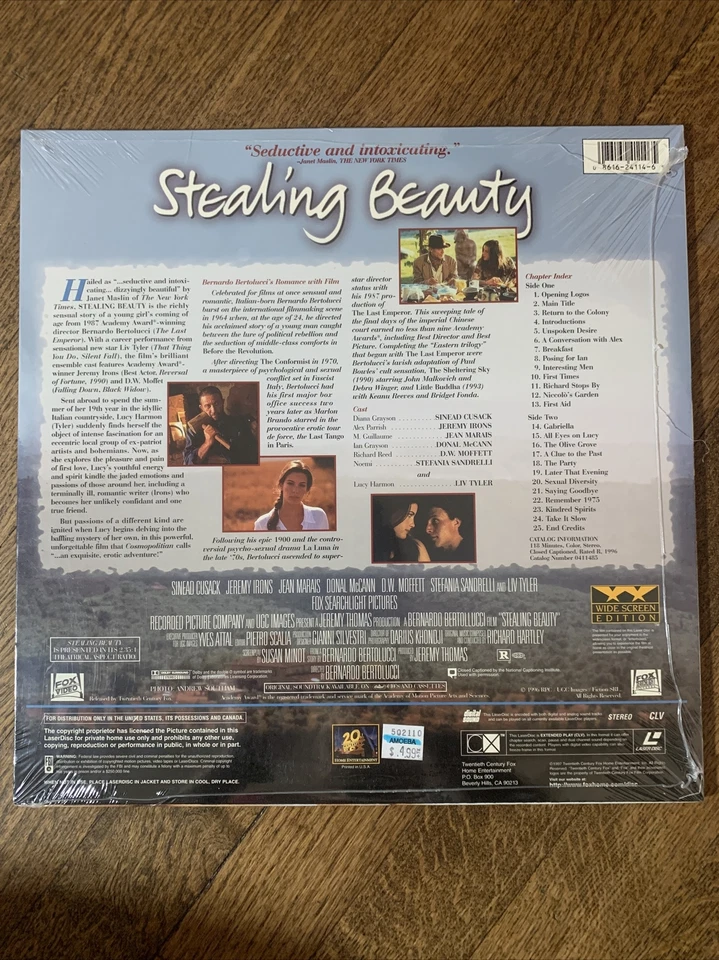 Stealing Beauty Laserdisc Widescreen 1996 Liv Tyler Jeremy Irons NEW SEALED - Image 2 of 2