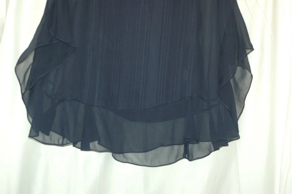 Camisa Top Diane von Furstenberg "Holody" Mujer Pequeña S Seda Azul Marino Volantes Foto 2 de 4