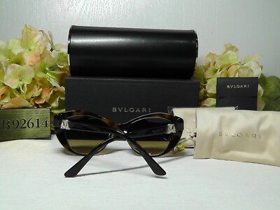 BVLGARI BV8168B Havana/GOLD/Crystal Cat Eye Sunglasses 53 19 