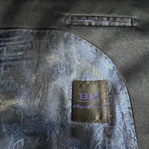 Custom Tailored | Bespoke Tuxedo Suit 44L 36W Mens Blue Solid - Picture 13 of 14