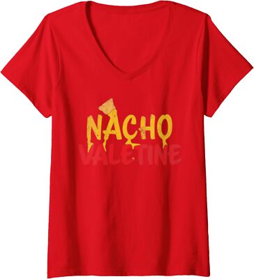 Nacho Valentine Funny Valentines Vintage Love Food Ladies' V-Neck Tshirt