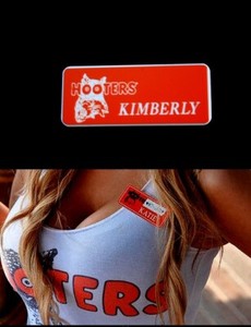 Kimberly Hooters Girl Uniform Name Tag Pin Casino Bartender Button Lingerie Xtra