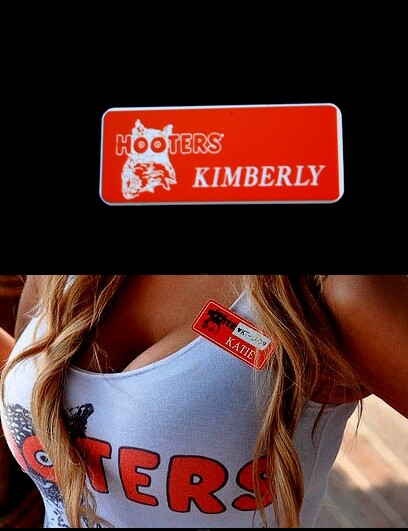 Kimberly Hooters Girl Uniform Name Tag Pin Casino Bartender Button Lingerie Xtra