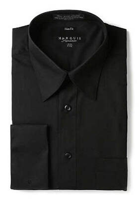 Marquis 009F Dress Shirt Regular Fit French Cuff Black