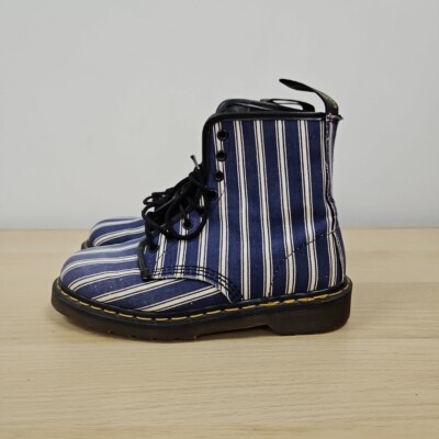 Dr Martens 1460 blau weiß Strand Streifen Knöchel England Vintage Canvas Stiefel UK 6
