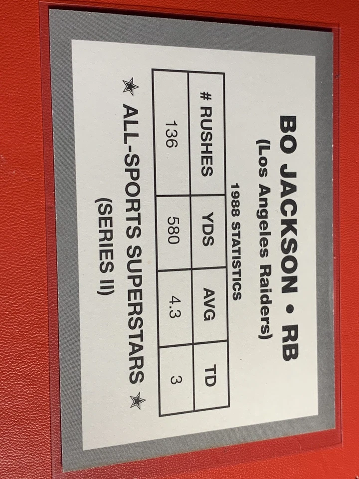 1989 All-Sports Superstars Series II - Bo Jackson - NM *TEXCARDS* - Image 2 of 2