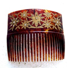 Victorian gilded faux shell hair comb - NO US IMPORT FEES