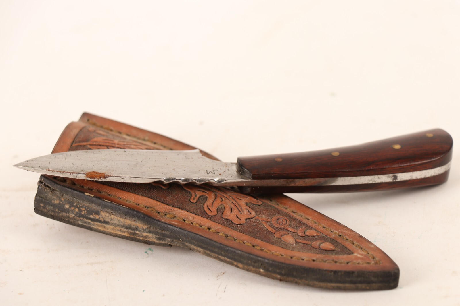 Fixed Blade Trapper Knife Custom Tooled Leather Scabbard eBay