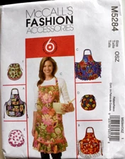 MCCALLS PATTERN 5284 APRONS MISSES SIZES SMALL MEDIUM LARGE XLARGE NEW  UNCUT