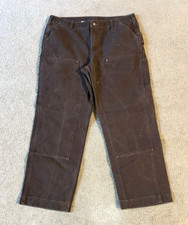 VTG Carhartt Women's Brown Duck Canvas Double Knee Carpenter Jeans - 16 / 36 in