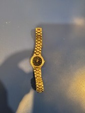 Vintage OSCAR DE LA RENTA Diamond Quartz 001-6L32 Gold Tone Needs Battery