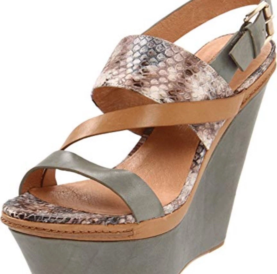 Modernos tacones vintage de plataforma de cuña de cuero VERA, talla 39 Foto 2 de 4