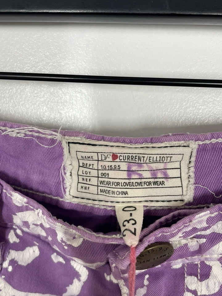 Pantalones cortos enrollados DVF Loves Current/Elliott para mujer 23 púrpura blanco estampado floral Foto 4 de 4