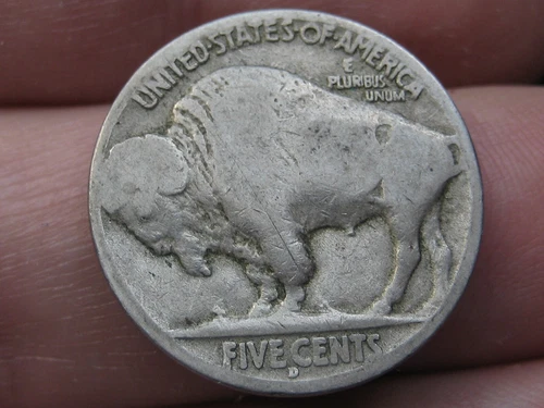 1914 D Buffalo Nickel 5 Cent Piece- Denver- Good Reverse Details