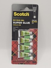 Super Glue Scotch 4 Tubes Of Scotch No Run Gel Single Use .5g Each GS348 
