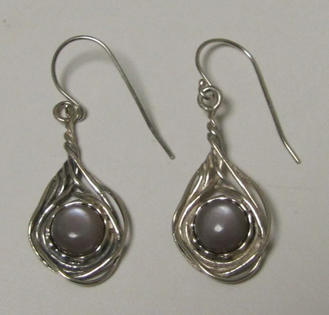 Beautiful PZ Israel Sterling Silver 925 Gemstone Drop Earrings 1.5