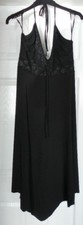 West One Ladies size 12/14 black beaded halter neck with tie backs evening dress