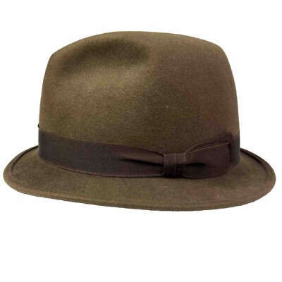 Optimo Hat Chicago-Brown Trilby with Fedora Crease-59 CM- 7 3/8 Beaver Felt