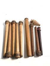 Wood Bobbins Spools Industrial Style 3"-9.75"  Wooden Quills Mixed Lot-10