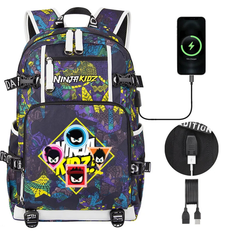 Buy NinjaKidz Cartoon Children backpack School bag USB Men Women