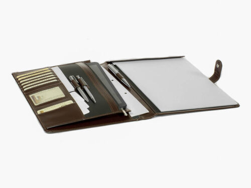 Leder Schreibmappe A4 Braun Konferenzmappe Business ◄NEU► Echtleder Aktenmappe - Bild 9 von 11