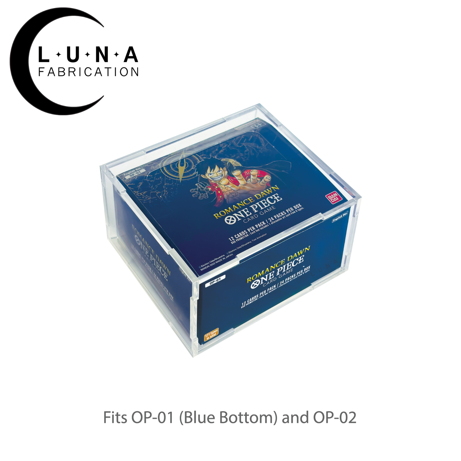 Op All Box Acrylic Display Case for One Piece OP-01(Blue Bottom) / OP-02 Booster ...