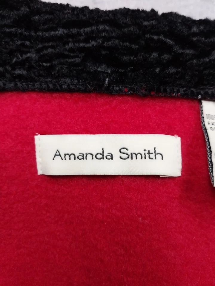 Poncho vintage Amanda Smith talla única para la mayoría rojo negro ribete polar capa abrigo Foto 4 de 4