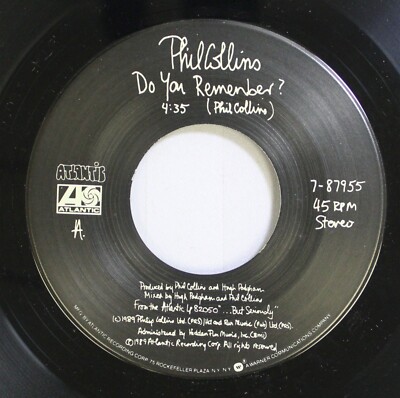 Rock 45 Phil Collins - Do You Remember/I Wish It Would Rain Down On Atlantic