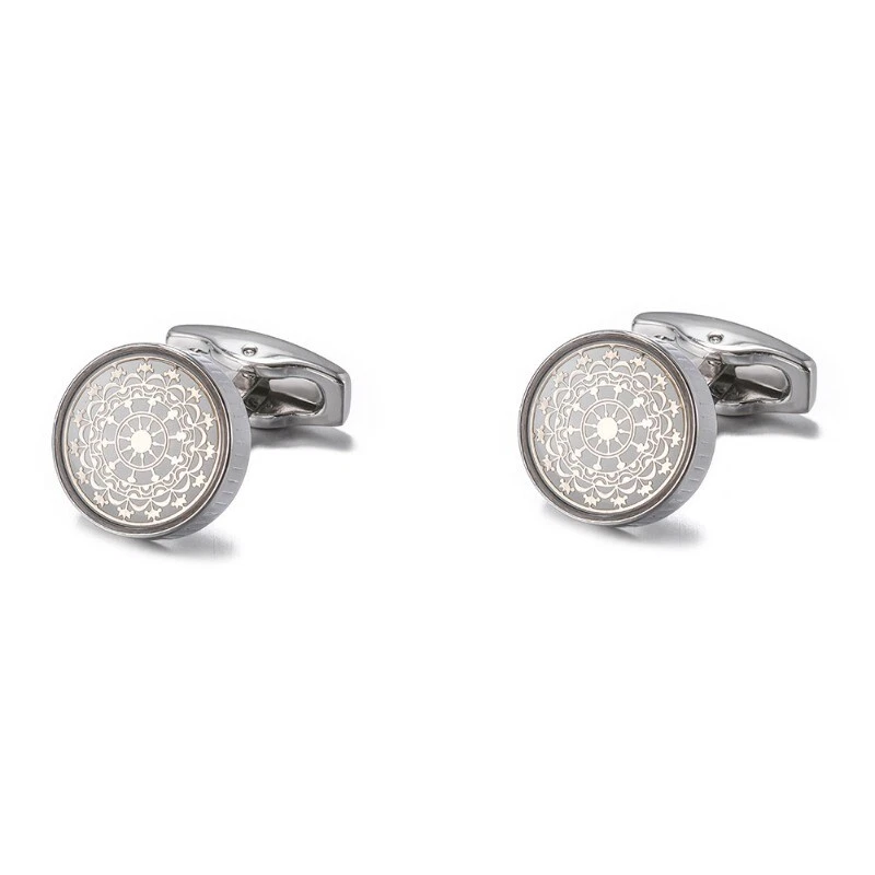 Uomo Francese Camicia Gemelli per Suit Abito Gemelli Gioielli Accessorio Argento - Immagine 4 di 4