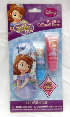 Sofia The First Princess two .20 oz Fruity Lip Gloss and Character Carrying Tin