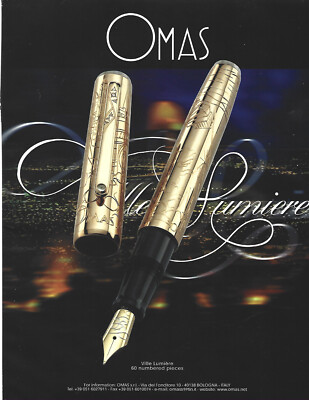 Omas Ville Lumiere Fountain Pen Print Ad, Omas Limited Edition Pen Magazine Ad