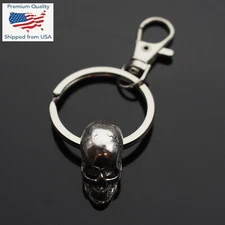 Skull Keychain Clip Skeleton Grinning Teeth Pendant Charm - 35mm Split Key Ring