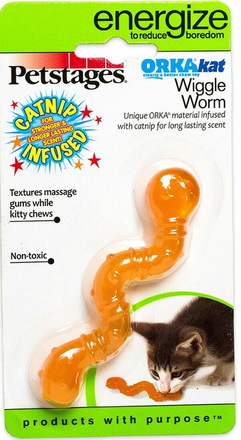 Petstages Orkakat Wiggle Worm Catnip Infused Cat Kitten Chew Toy | eBay
