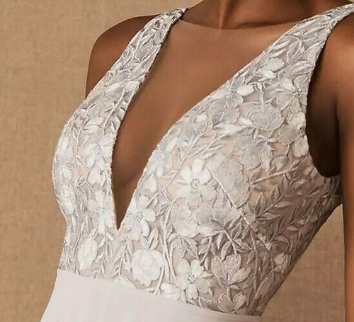NWT BHLDN Anthropologie Jenny Yoo Kinsley Dress in Whisper Blue Sz 8 Reg $325 - Picture 5 of 5