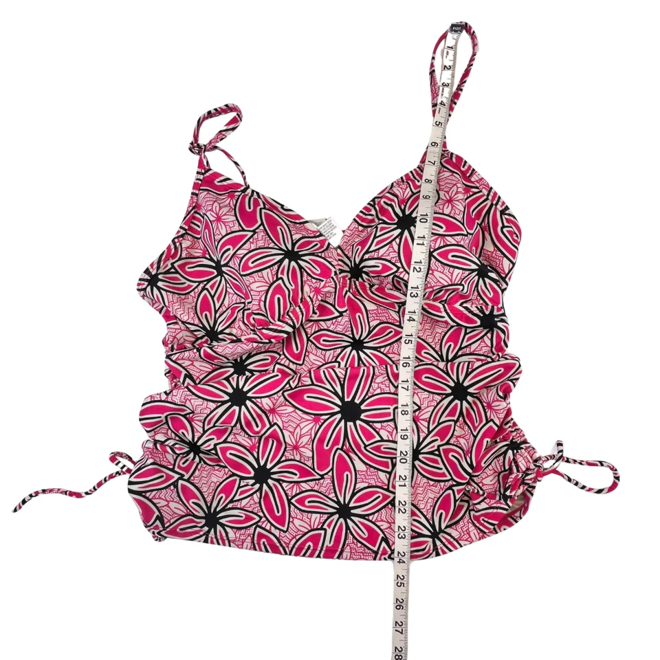 Sonoma Tankini Top 16 Rosa Floral Estampado Hibisco Acanalado Ajustable Traje de Baño Foto 3 de 4