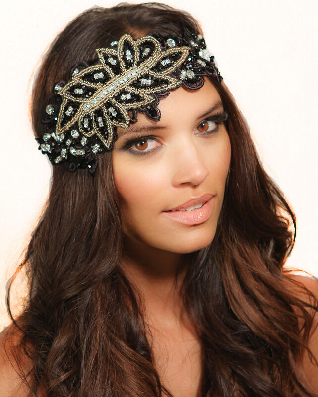 Kristin Perry 1920'S INSPIRED GREAT GATSBY FLAPPER LACE HEADPIECE